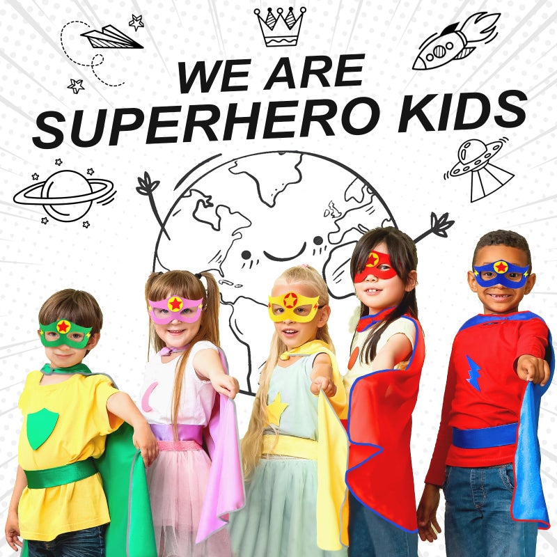 iROLEWIN Bulk Superhero-Capes for Kids Super Hero Capes and Masks 20 Pack Toddler Dress-up Birthday Party Day School Costume - Image 4